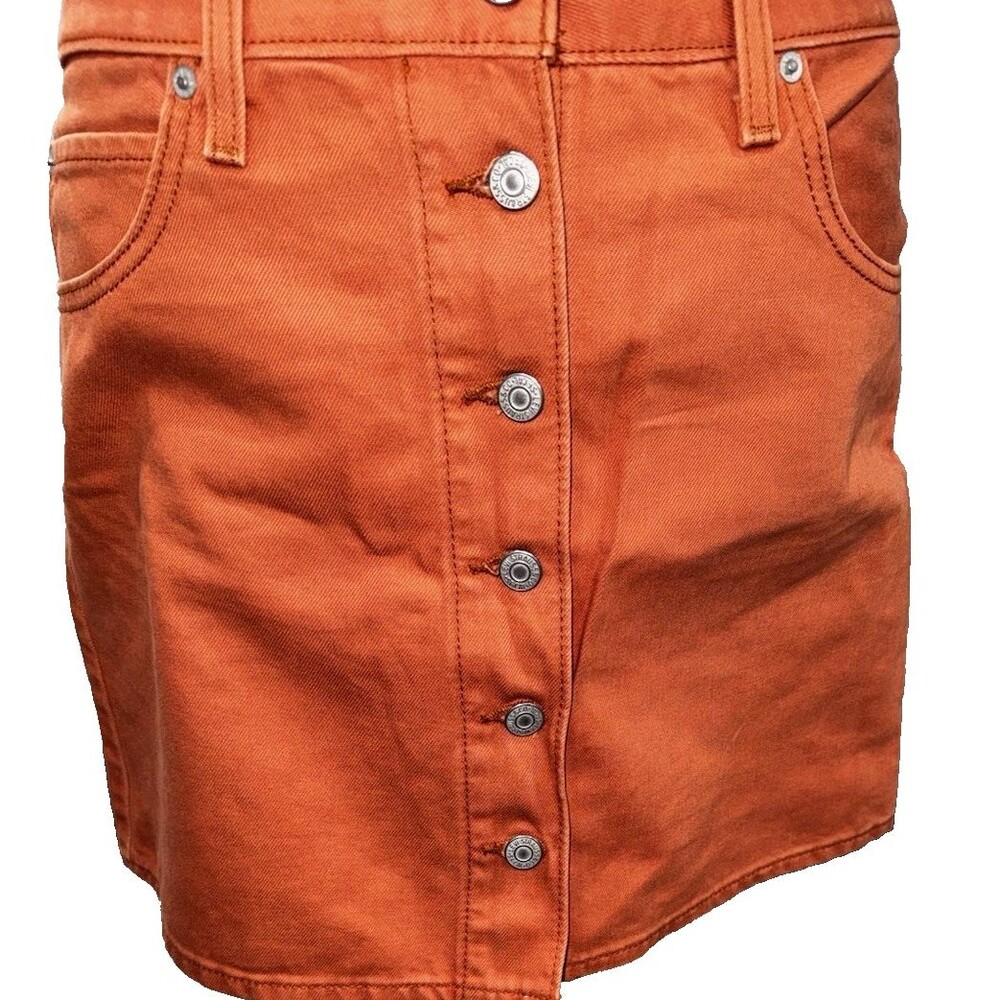 Levi Strauss Co Orange Denim Mini Skirt Button Fly Rivets Women Size 31 Med Wash